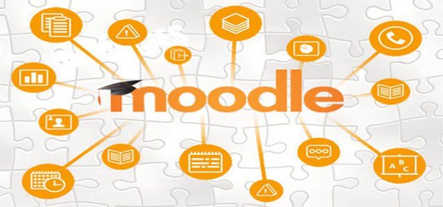 Logotipo de Moodle sobre un fondo de rompecabezas